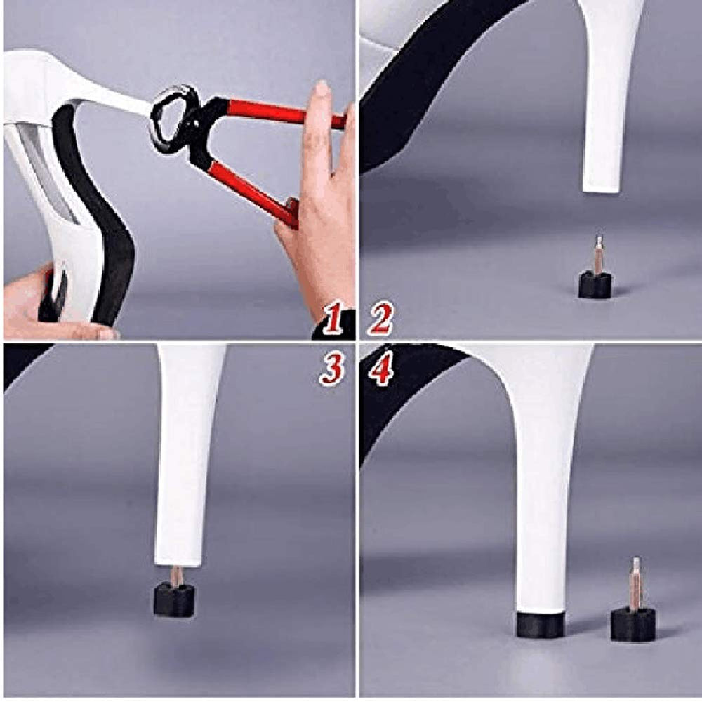 6 Pairs Women Lady Beige 10MM 0.4Inch Size Fine Core U Shaped High Heel Shoes Tips Manufacture Repair Dowels High Heel Cap Protectors Non-Slip Durable Reduce Footsteps Noise