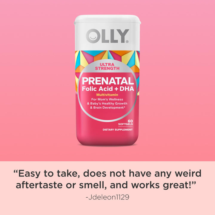 Ultra Strength Prenatal Multivitamin Softgels, Supports Healthy Growth, Brain Development, Iron, Folic Acid, DHA, Vitamins C, E, 30 Day Supply-60 Count
