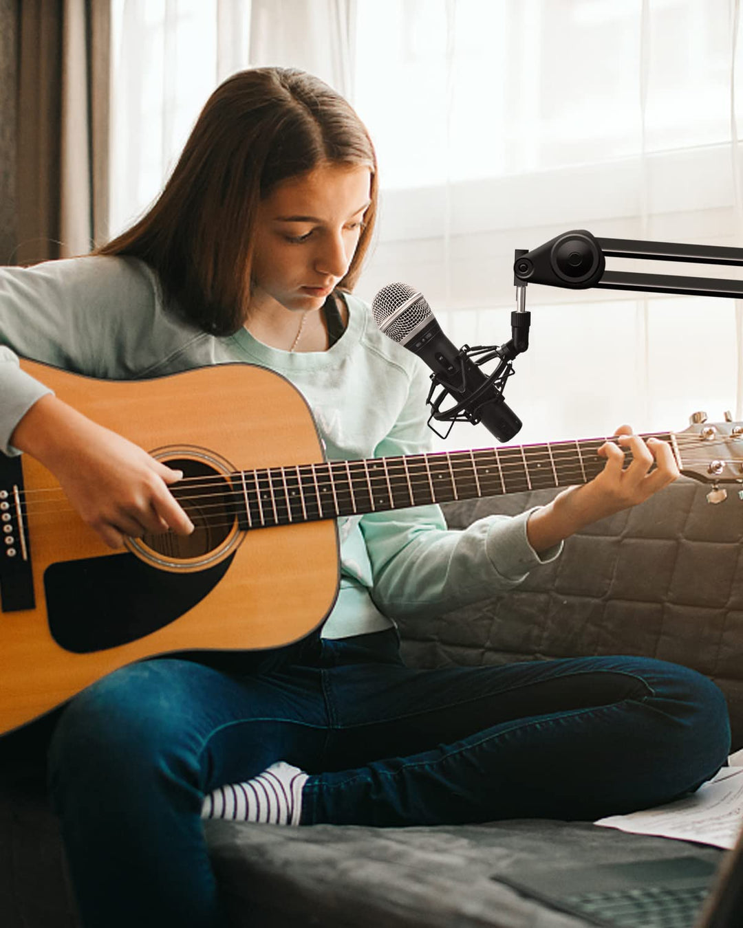 Microphone Shock Mount Mic Holder For Samson Q2U Shure SM58 ATR2100-USB Behringer Xm8500, Mic Clip Holder Mount for Diameter 28mm-32mm Dynamic Microphone Like AT2005-USB Shure PGA48 PGA58,