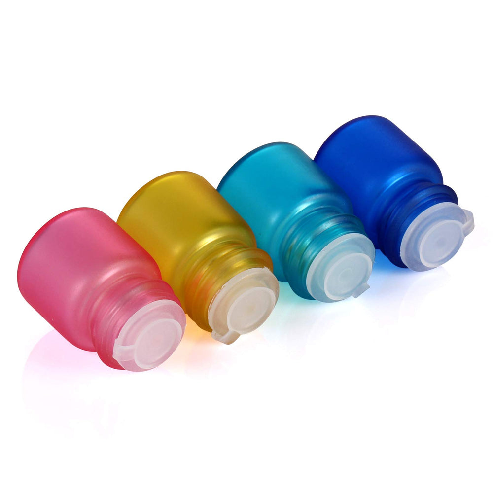 ELFENSTALL- New 24Pcs/lot Colorful Frosted 1ml 1/4 Dram Essential Oil Glass Bottle Empty Perfume Sample Vials Small Bottles for Party Makeup Xmas Gift + 1pc Clean Cloth + free 1ml Dropper Pipette (24)