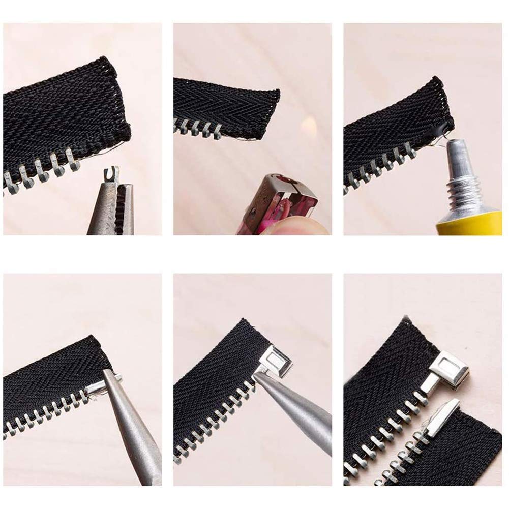12 Sets Metal Zipper Latch Slider Retainer 3 Color #3#5#8#10 Insertion Pin Zipper Bottom Zipper Stopper for Metal Zipper Repair Zip Sewing Replacement DIY, 24pcs