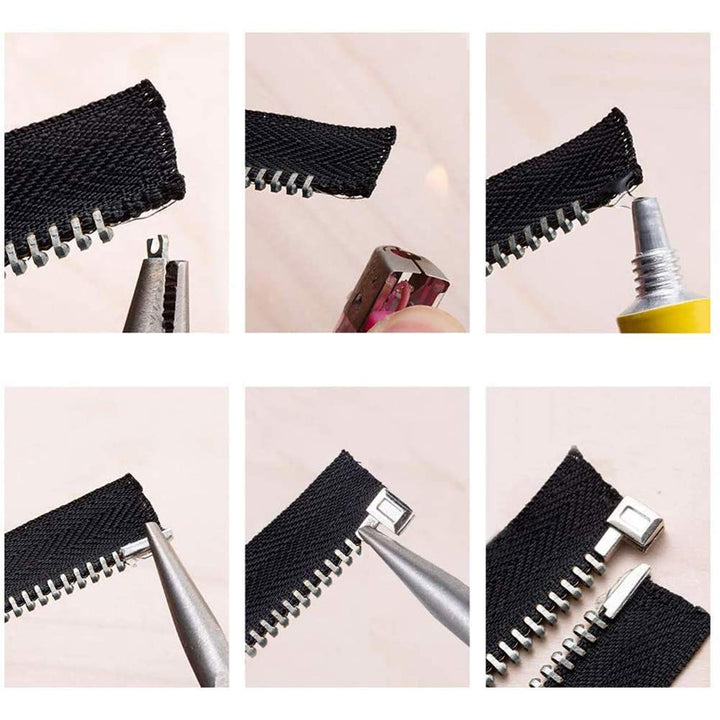 12 Sets Metal Zipper Latch Slider Retainer 3 Color #3#5#8#10 Insertion Pin Zipper Bottom Zipper Stopper for Metal Zipper Repair Zip Sewing Replacement DIY, 24pcs