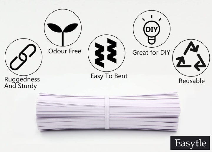 White Paper Twist Ties 100 Pcs 5 Reusable Bread Ties Twisty-ties White Twist Ties Bag Ties Twist Ties for Bags Bread Wire Ties Reusable Twist Tie for Party Cello Candy Bread Coffee Bags Cake Pops