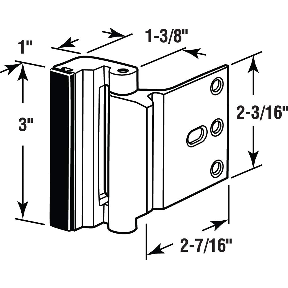 Prime-Line U 11325 Door Reinforcement Lock – Add Extra, High Security to your Home and Prevent Unauthorized Entry – 3” Stop, Aluminum Construction, Brushed Chrome (Single Pack)