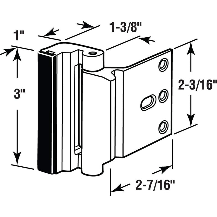 Prime-Line U 11325 Door Reinforcement Lock – Add Extra, High Security to your Home and Prevent Unauthorized Entry – 3” Stop, Aluminum Construction, Brushed Chrome (Single Pack)