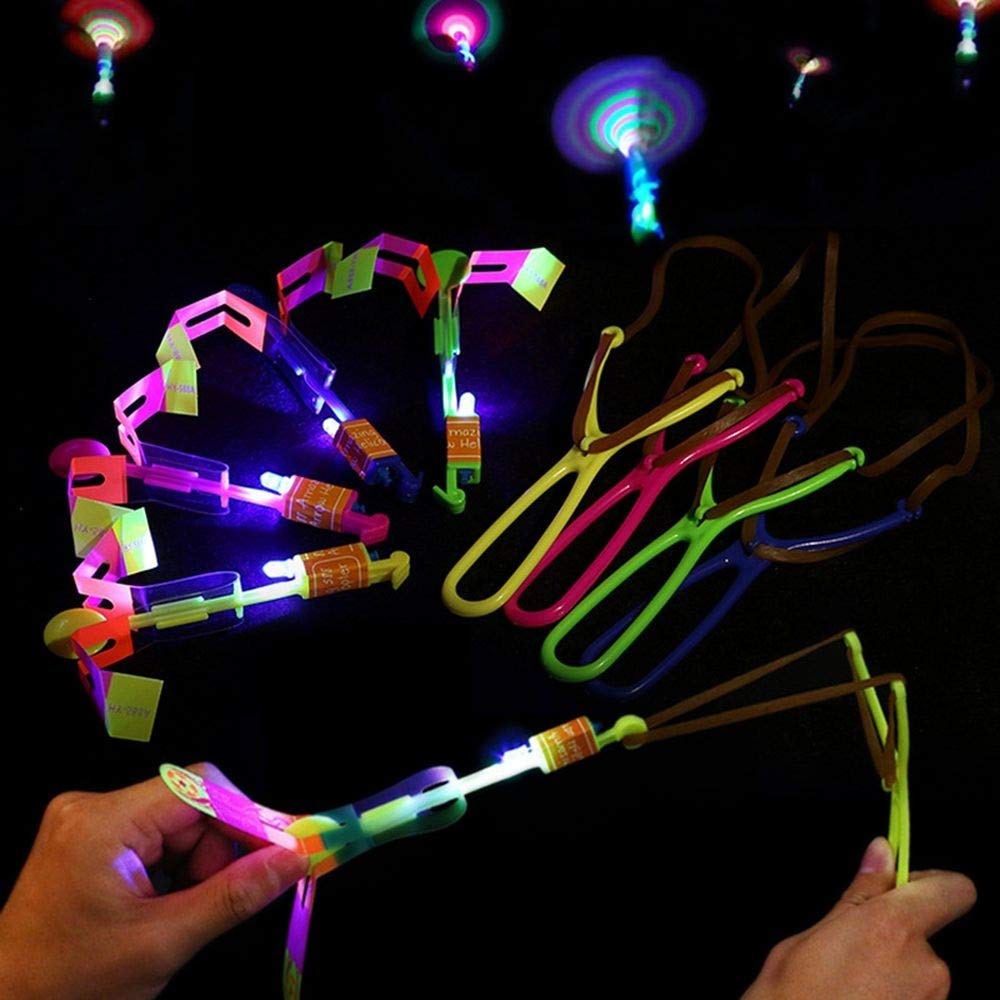 10 PCS Amazing Led Light Arrow Flying Toy Party Fun Gift Elastic, Flying Arrow Outdoor Flashing Children's Toys Birthdays Thanksgiving Christmas Day Gift Outdoor Game for Children Kids