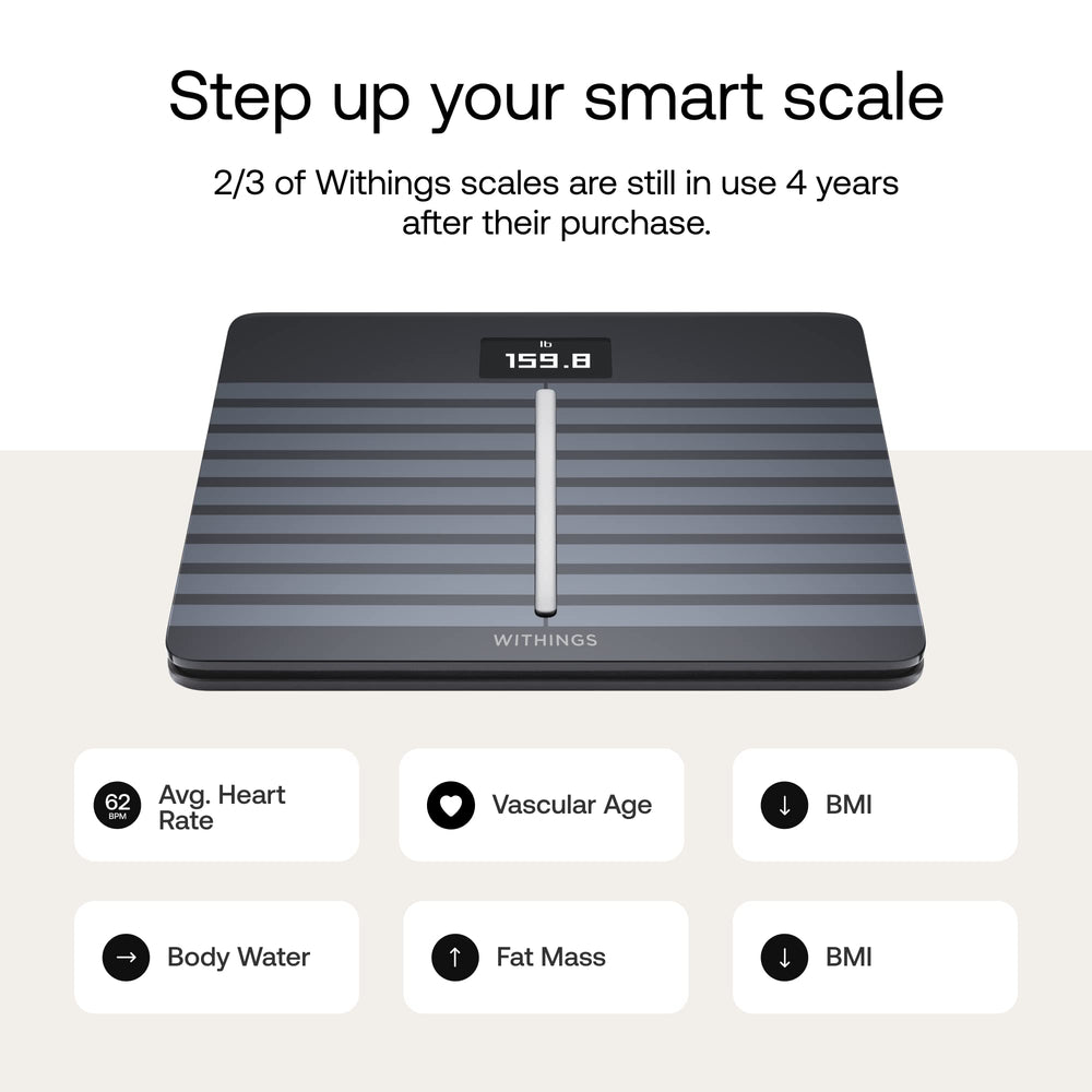 /Nokia Body Cardio – Heart Health & Body Composition Digital Wi-Fi Scale with smartphone app, Body Black