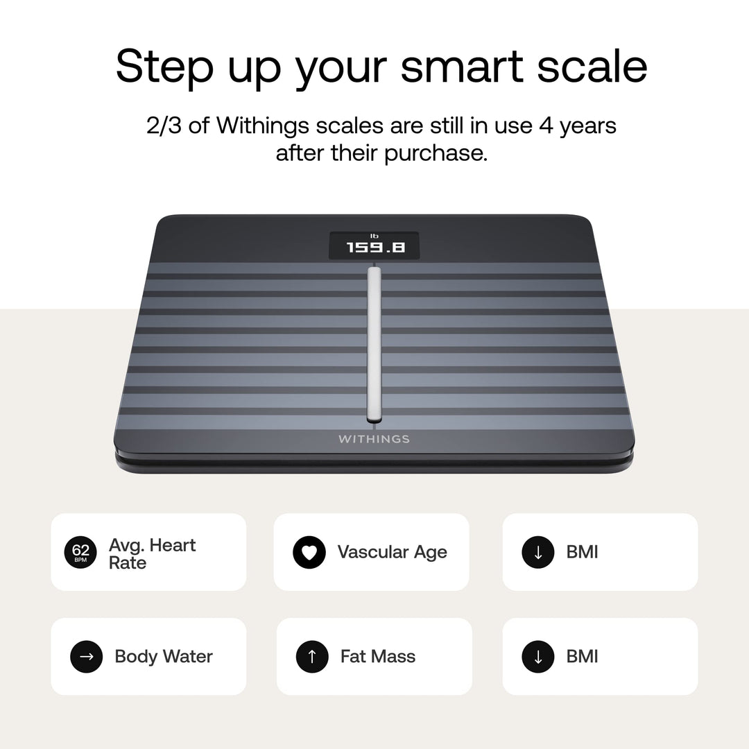 /Nokia Body Cardio – Heart Health & Body Composition Digital Wi-Fi Scale with smartphone app, Body Black