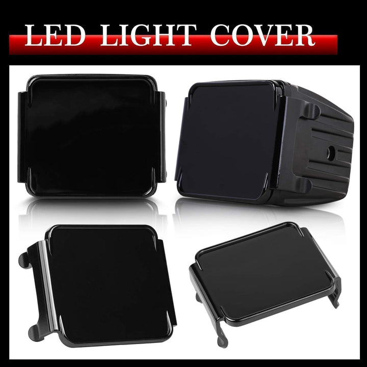 3 Inch LED Pods Covers 2PCS Square LED Cube Lights Black Covers PC Protective Lens 3X3 Pod Light Covers for Ditch Lights Offroad Driving Lights Fog Lights