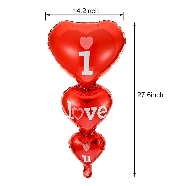 20 + 2 I Love You Balloons - Helium Supported - Love Balloons - Valentines Day Decorations and Gift Idea for Him or Her, Wedding Birthday Decorations | Valentine Balloons,Ribbon & Straw Included
