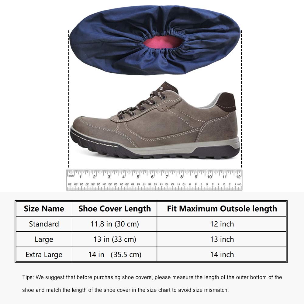 10 Pairs Shoe & Boot Covers, Durable Cotton Breathable Reusable Shoe Covers, Non-Slip Washable Foot & Shoe Booties for Indoors Contractors Workers Shoeless Home (Large - Navy Blue)