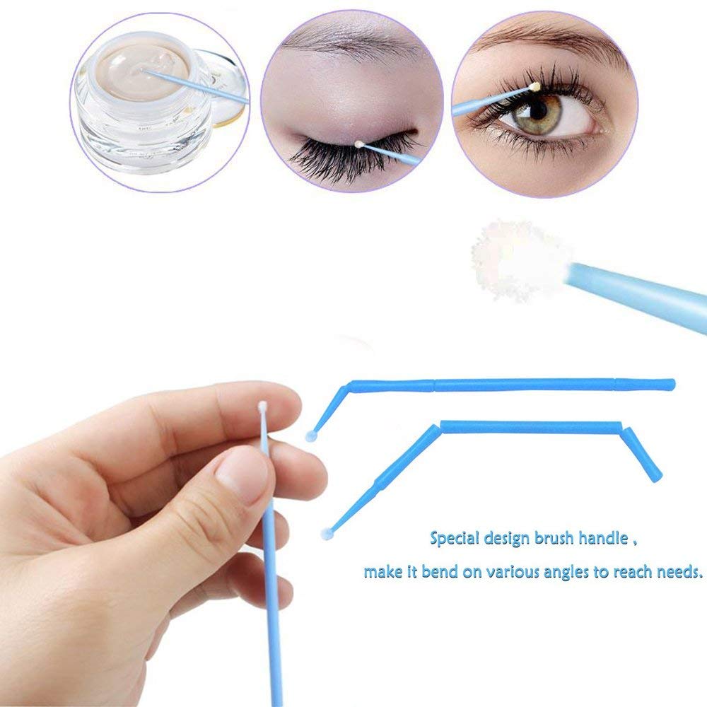 400pcs Blue Regular Size 3mm Disposable Mascara Applicator Individual Eyelash Extension Microbrushes