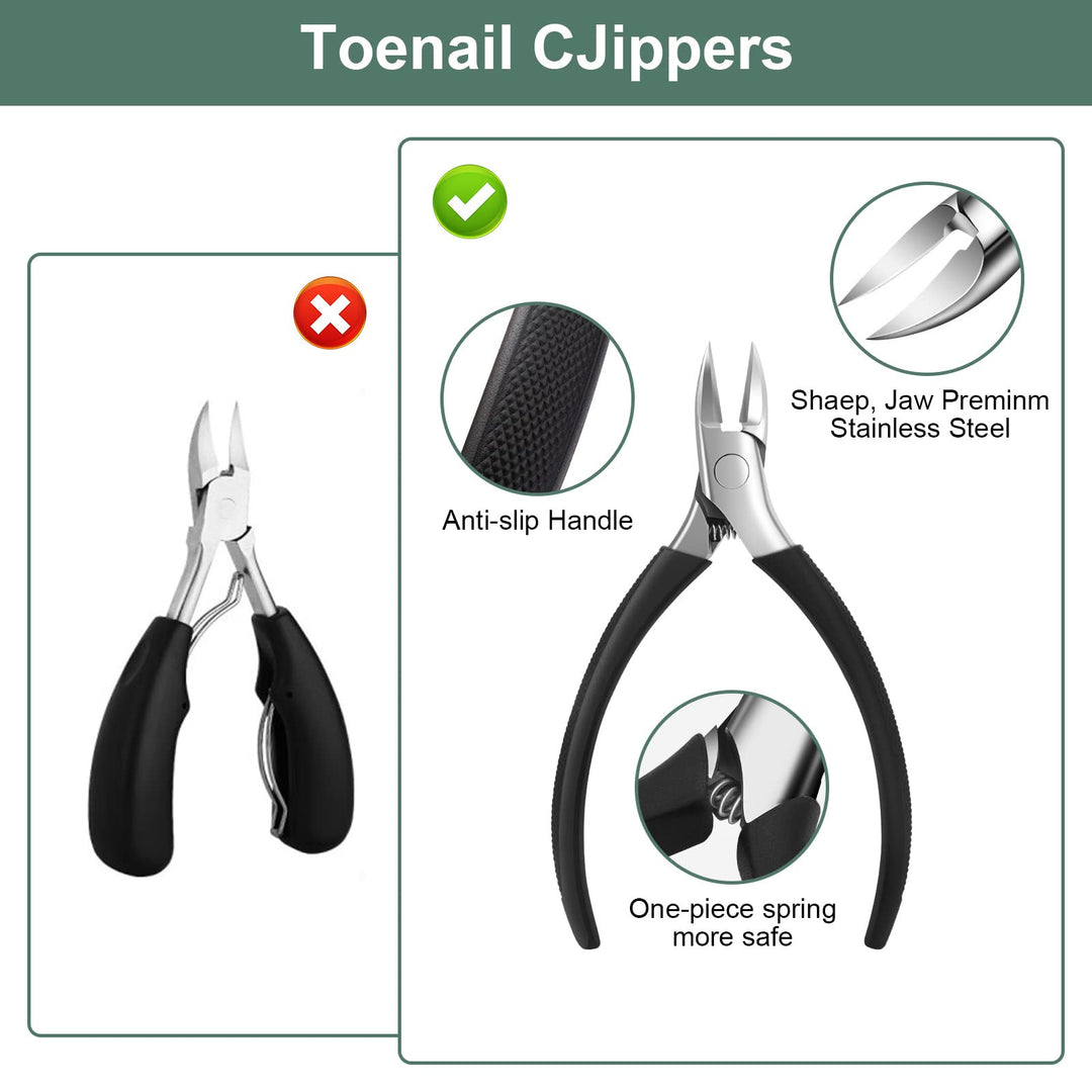 Toenail Clippers, Toe Nail Clipper for Ingrown or Thick Toenails Podiatrist Toenail Nipper for Seniors Stainless Steel Super Sharp Curved Blade Grooming Nail Tool for Man & Women
