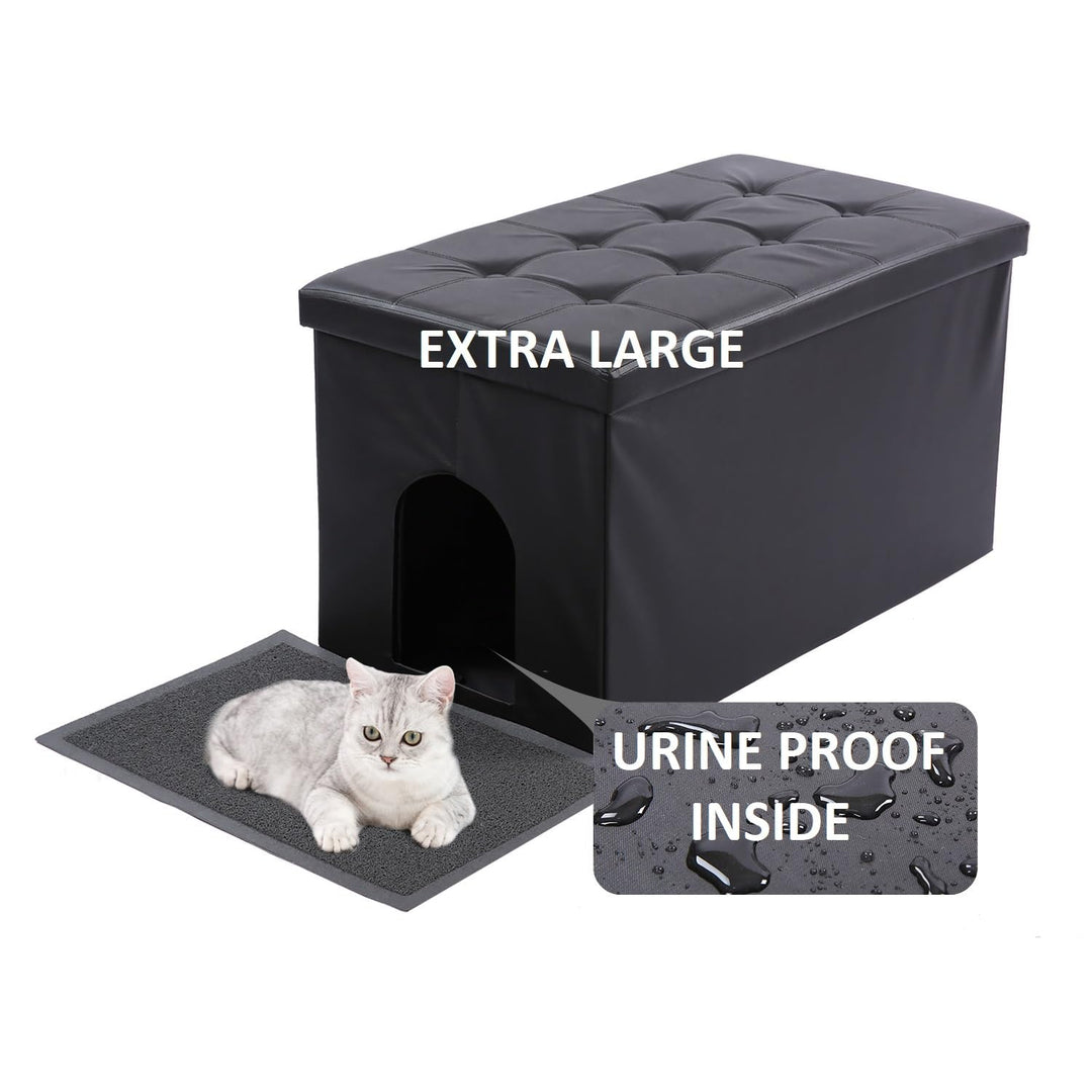 Cat Litter Box Enclosure Furniture Hidden, Cat Washroom Bench Storage Cabinet | Extra Large 35.4'' x 19.7'' x 19.7''| Dog Proof | Waterproof Inside/Easy Clean | Easy Assembly | Odor Control