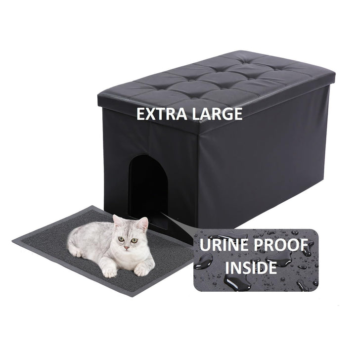 Cat Litter Box Enclosure Furniture Hidden, Cat Washroom Bench Storage Cabinet | Extra Large 35.4'' x 19.7'' x 19.7''| Dog Proof | Waterproof Inside/Easy Clean | Easy Assembly | Odor Control