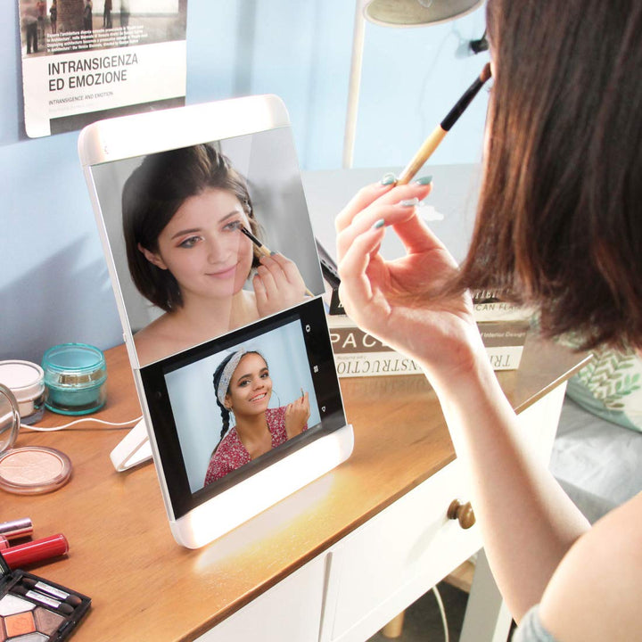 Himirror Slide: Smart Makeup Mirror With Skin Detector, Smart Beauty Mirror With Led Lights, Vanity Mirror With Foldable Stand, 1 count