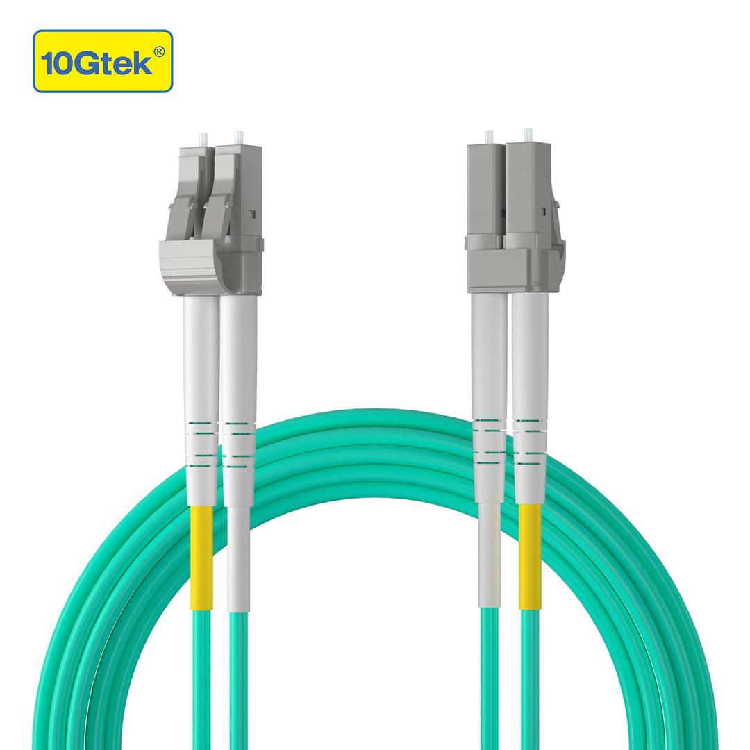 Fiber Patch Cable - LC to LC OM3 10Gb/Gigabit Multi-Mode Jumper Duplex 50/125µm LSZH Fiber Optic Cord for SFP Transceiver, Aqua, 5-Meter(16.4ft), 4-Pack