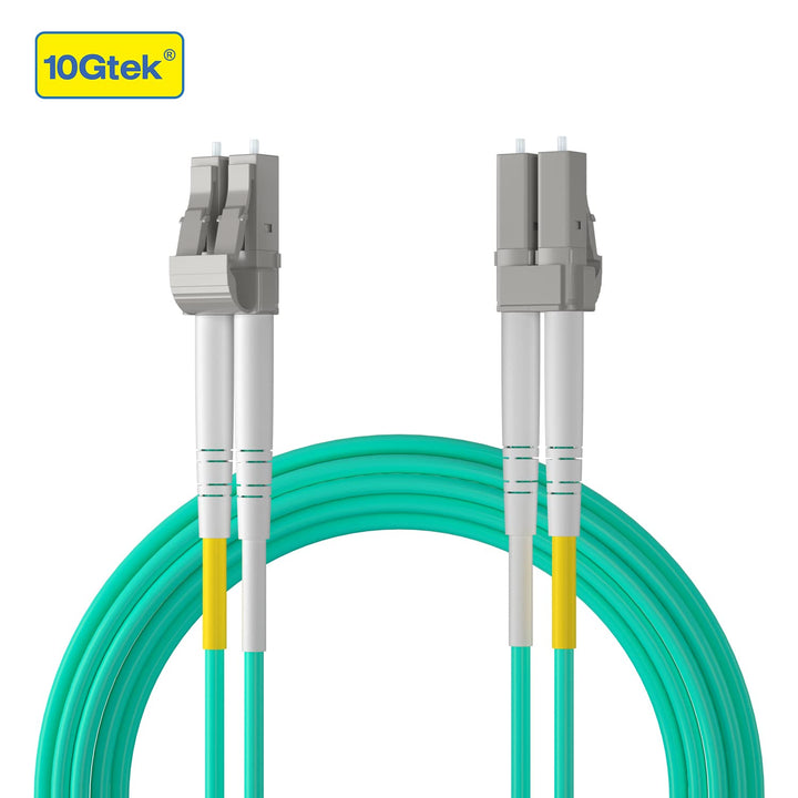 Fiber Patch Cable - LC to LC OM3 10Gb/Gigabit Multi-Mode Jumper Duplex 50/125µm LSZH Fiber Optic Cord for SFP Transceiver, Aqua, 5-Meter(16.4ft), 4-Pack