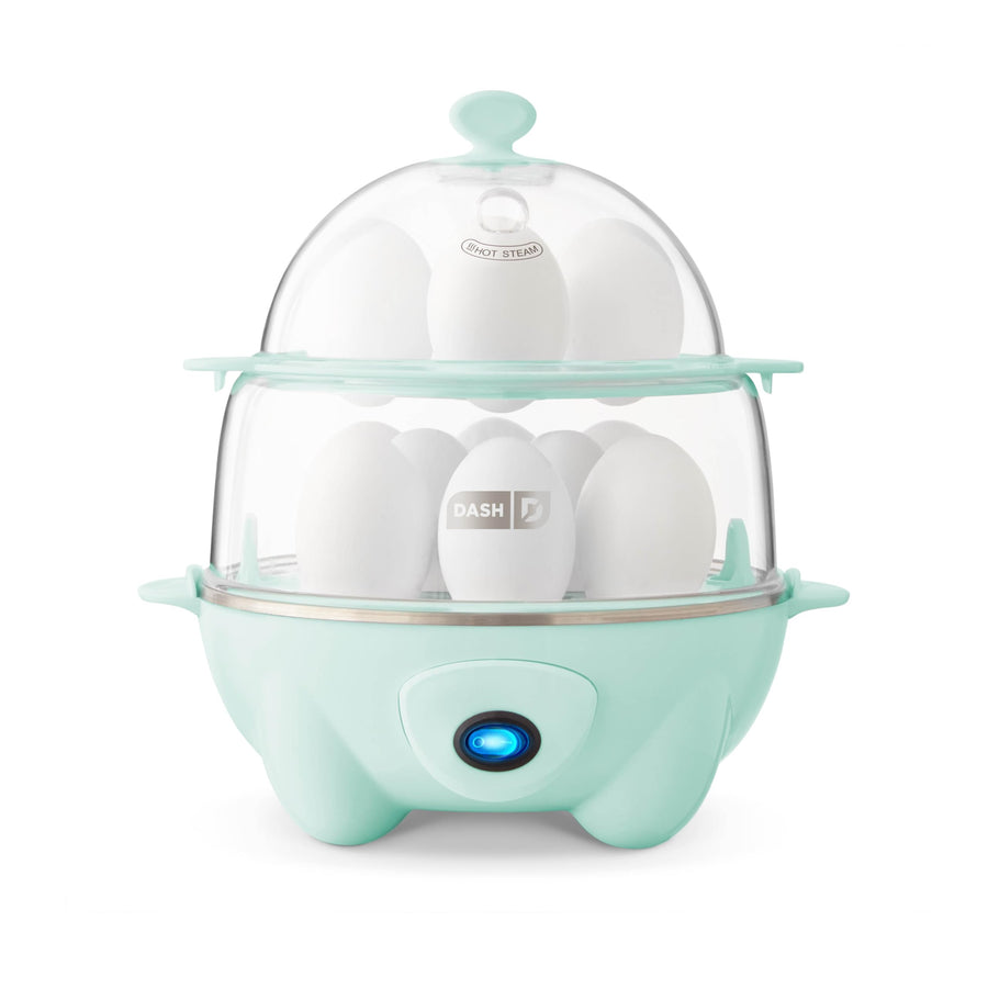 Deluxe Rapid Egg Cooker for Hard Boiled, Poached, Scrambled Eggs, Omelets, Steamed Vegetables, Dumplings & More, 12 capacity, with Auto Shut Off Feature - Aqua