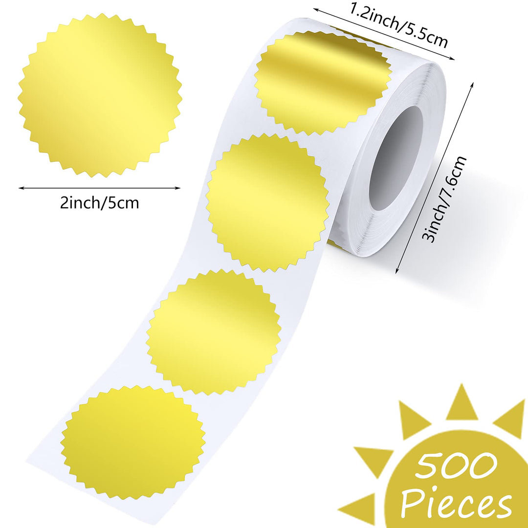 Certificate Wafer Embossing Seal Stickers Labels Stickers with Serrated Edge for Envelopes Business School, 2 Inch Round