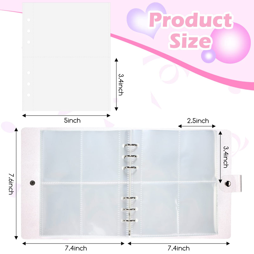 3 Inch 200 Pockets Photocard Binder Kpop Portable Photo Album Transparent Plus 5 Inch 40 Pockets Photo Pages Jelly 6 Ring Binder Cover for Albums Business Cards Postcards Picture Storage (Pink)