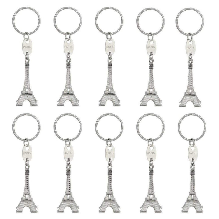 15pcs Eiffel Tower Keyring, Paris Eiffel Tower Keychains 3-D Key Ring French Souvenirs Retro Adornment Cute Lovely Decorative Metal Craft Art Statue Model for Table Decor Gifts Silver
