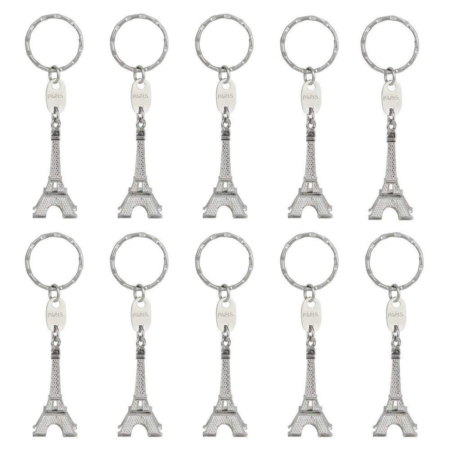 15pcs Eiffel Tower Keyring, Paris Eiffel Tower Keychains 3-D Key Ring French Souvenirs Retro Adornment Cute Lovely Decorative Metal Craft Art Statue Model for Table Decor Gifts Silver