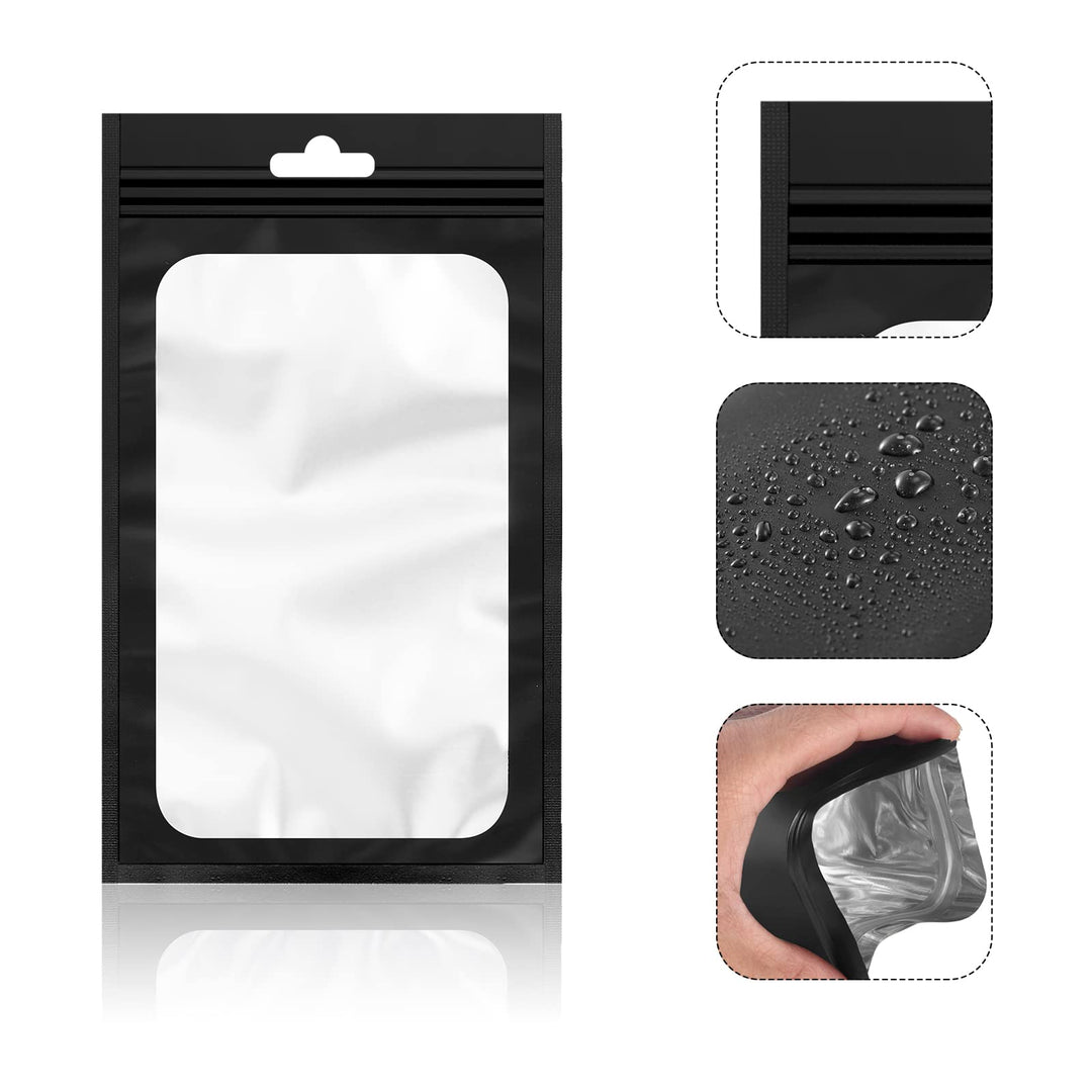 120 Pieces Smell Prevent Bags Polyester Film Bags Aluminum Metallic Foil Bag for Food Storage, Packaging Products, Smell Prevent Bags, 4 Sizes (Black)