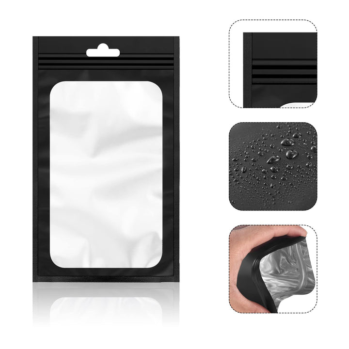 120 Pieces Smell Prevent Bags Polyester Film Bags Aluminum Metallic Foil Bag for Food Storage, Packaging Products, Smell Prevent Bags, 4 Sizes (Black)