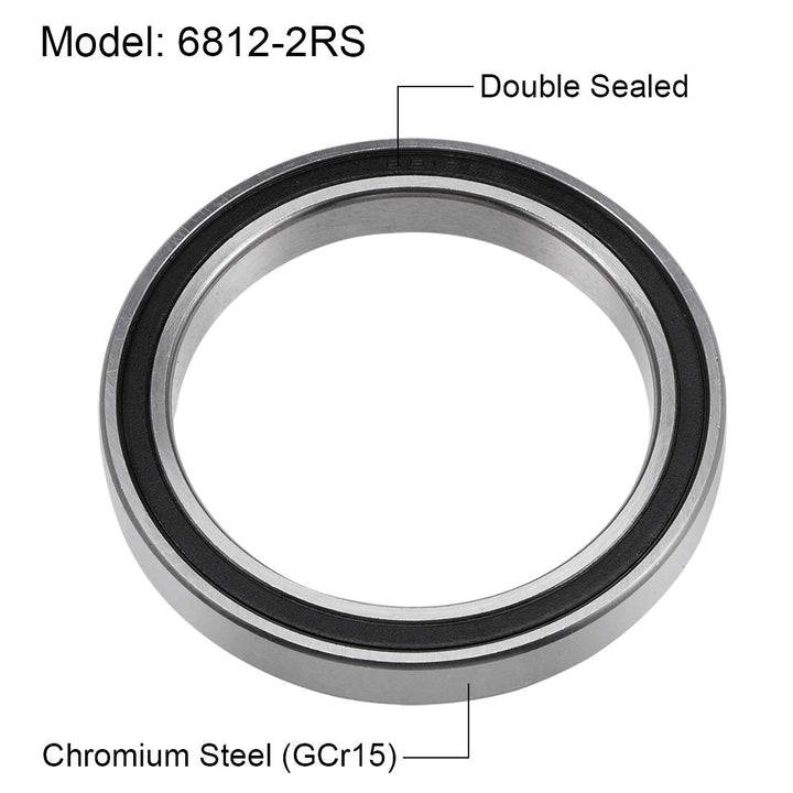 6812-2RS Deep Groove Ball Bearings Z2 60mm x 78mm x 10mm Double Sealed Chrome Steel 2pcs