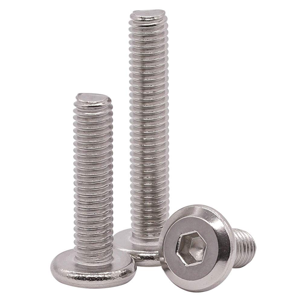 M8-1.25 x 90mm (6 PCS) Hex Socket Head Cap Screws Furniture Screws, 304 Stainless Steel 18-8, Round Head Connector Screws for Furniture,Binding Screws