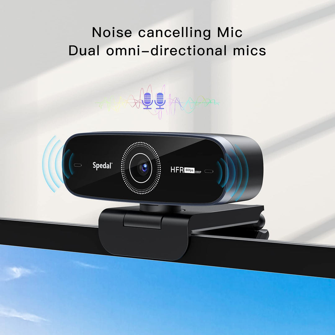 1080P 60fps Webcam with Dual Microphone, AutoFocus, Software Included, Ultra HD Streaming Web Camera, USB Computer Camera for Gaming/Online Teaching/Video Calling/Zoom/Skype