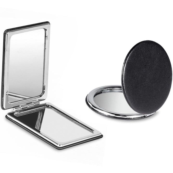 Compact Mirror, 2 Pack Makeup Mirrors Travel Black Round Portable Double-Sided Pocket Mirror for Men, Women
