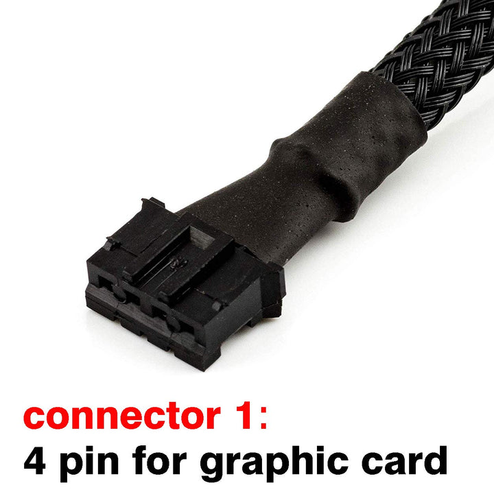 Micro 4 Pin PWM GPU Dual Fan Splitter Adapter Cable Black Sleeved for Graphics Cards 12 Inches
