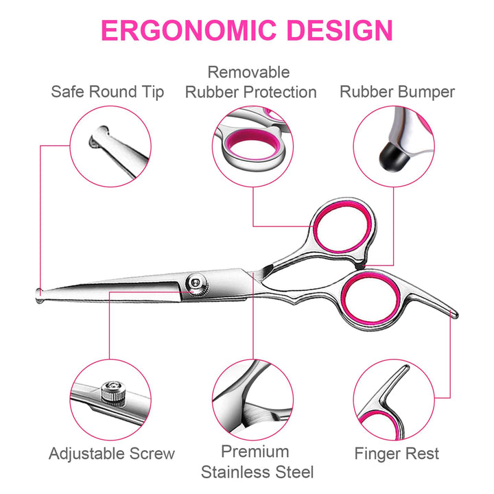 5 in1 Dog Grooming Scissors Kit, Professional Dog Scissors for Grooming with Safety Round Tips, Titanium Coated Grooming Shears for Dogs Cat Pet At Home