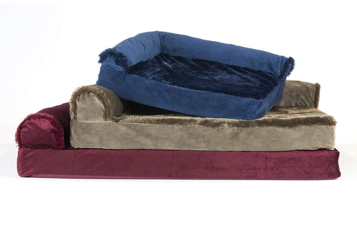 Orthopedic Dog Bed for Large Dogs w/ Removable Bolsters & Washable Cover, For Dogs Up to 95 lbs - Plush & Velvet L Shaped Chaise - Sable Brown, Jumbo/XL