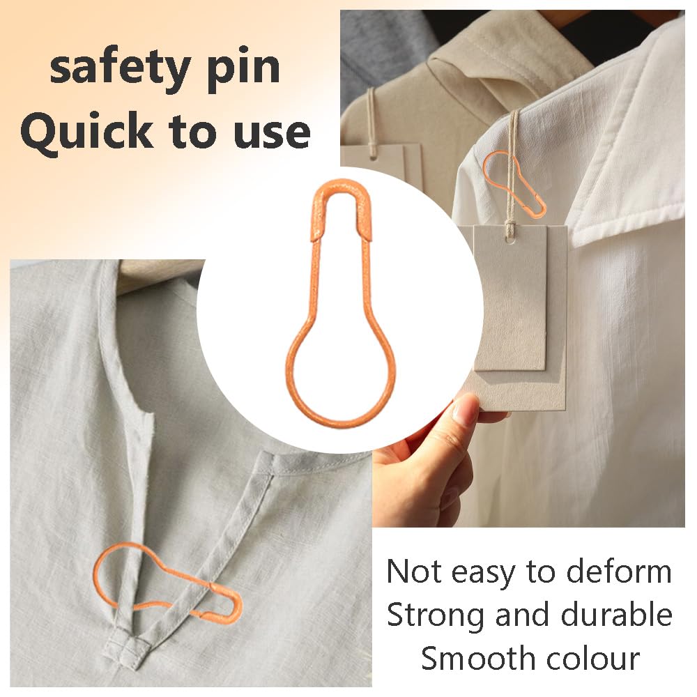 1000 pcs Metal Safety Pins Gourd Pin Bulb Pin Calabash Pin Bead Needle Pin Clothing Tag Pin DIY Home Accessories (Orange)