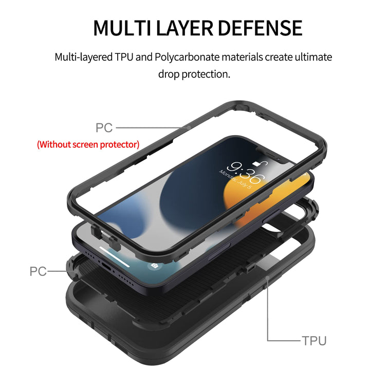 Compatible with iPhone 13 Case, Drop Protection Full Body Rugged Shockproof/Dust Proof Military Protective Tough Durable Phone Cover Heavy Duty (Purple Red/Light Pink)