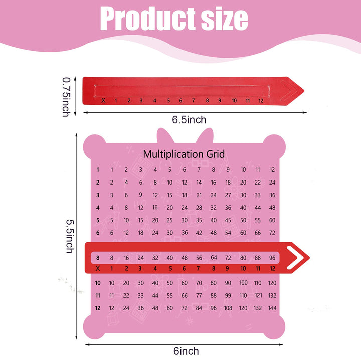 12 Pieces Multiplication Grid Slidable Education Multiplication Tables with Viewer Window for Classroom Teacher Supplies Elementary School Students and Homeschooling (Pink, Green, Blue)