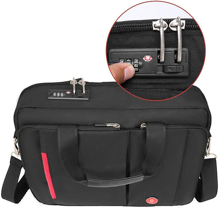 15.6 inch Laptop Briefcase with Combination Lock,Anti Theft Notary Bag Locking Laptop Bag Water-Repellent Shoulder Messenger Bag for Men Women