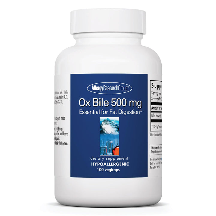 Ox Bile 500mg - Digestive Enzymes for Liver, Ox Bile Supplements with Digestive Enzymes, Gallbladder Supplements, Fat Digestion Support, Hypoallergenic - 100 Count