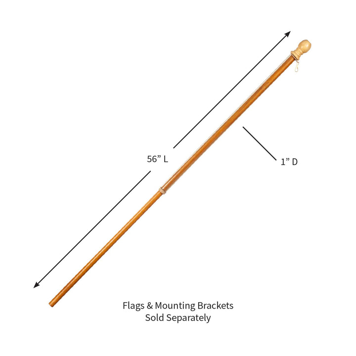 Evergreen 56 Solid Wood Flag Pole with Holder, Anti-Wrap Tube for 3'x5' Flags, Wall Mounted, Residential/Commercial