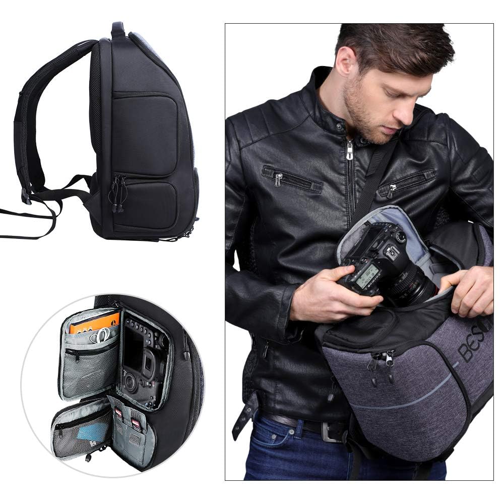 Waterproof Photography Backpack With Tripod Strap and Rain Cover - Large Capacity Rucksack for DSLR, Speedlite, Camera Tripod, Laptops, Lens and Accessories