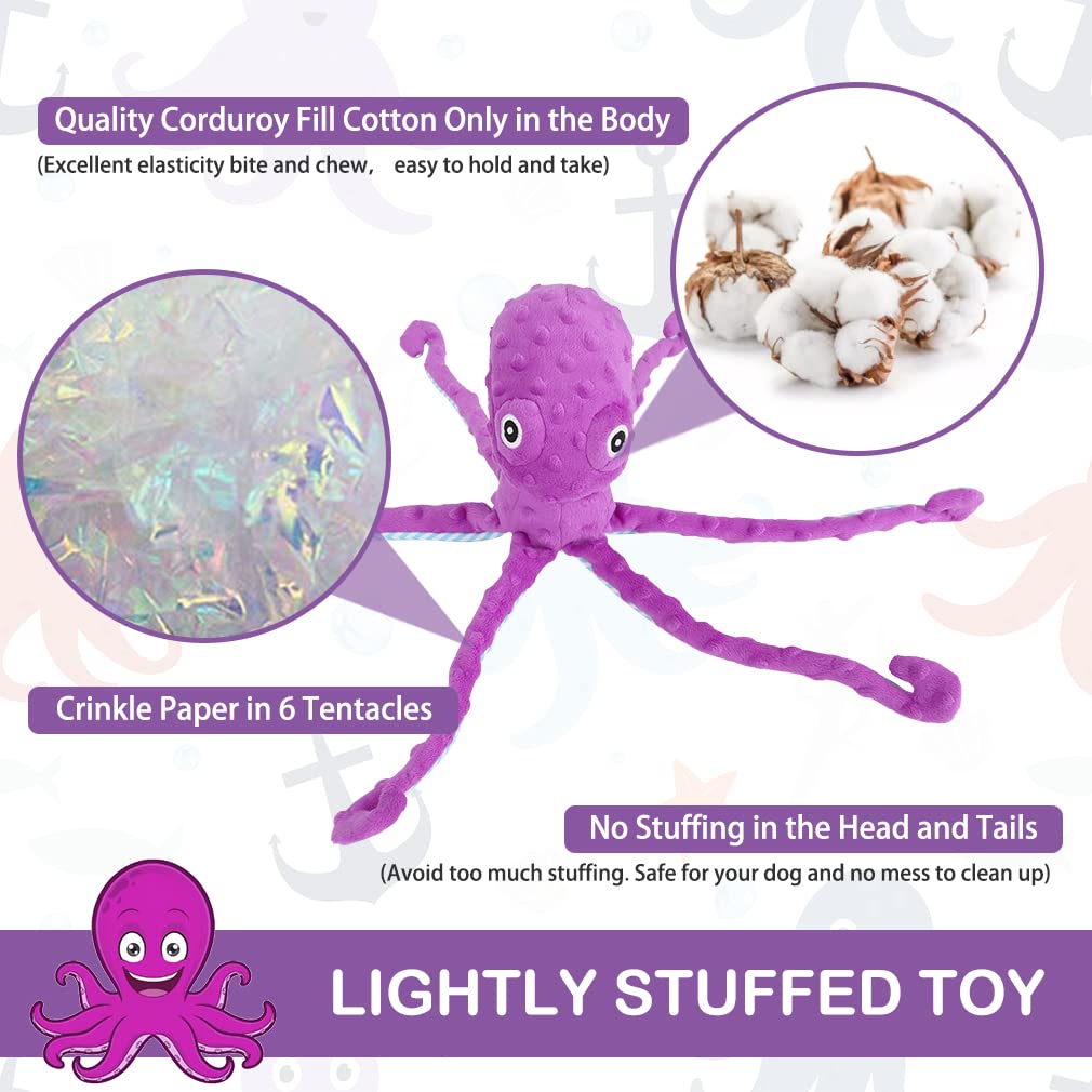 Squeaky Dog Toys - Best Plush Dog Toy Puppy Birthday Gift Soft Stuffed Chew Toy Crinkle Paper and Built-in Squeaker Durable Interactive for Small Medium Large Dogs Chewing, Purple