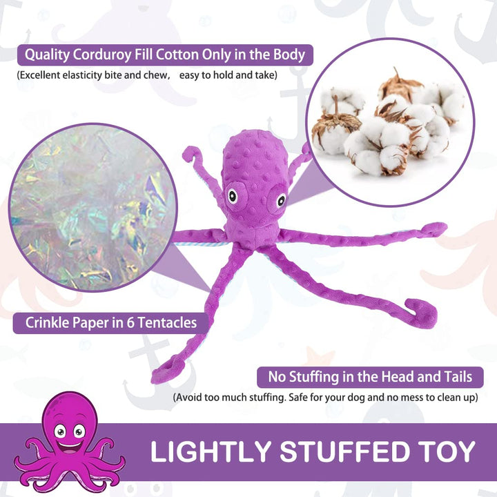 Squeaky Dog Toys - Best Plush Dog Toy Puppy Birthday Gift Soft Stuffed Chew Toy Crinkle Paper and Built-in Squeaker Durable Interactive for Small Medium Large Dogs Chewing, Purple