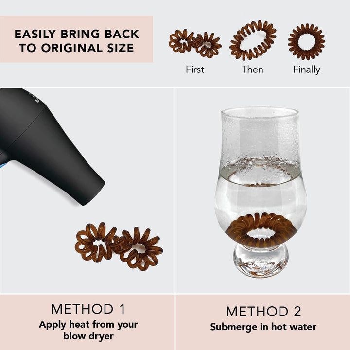Kitsch Spiral Hair Ties, Coil Hair Ties, Phone Cord Hair Ties, Hair Coils - 4pcs, Brunette