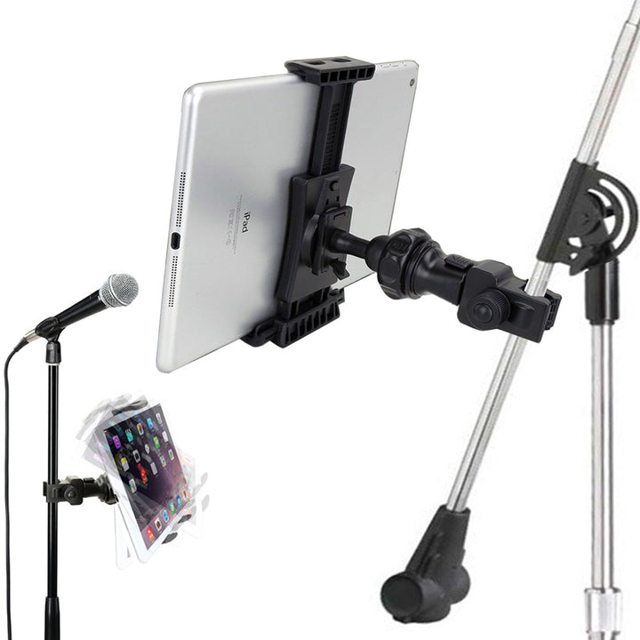 QuickLock Microphone Music Mic Stand Pole bar Mount for Apple ipad Pro Air Mini Galaxy Tab S24 S23 iPhone 15 16 Pro MAX Plus *use with All 7-12 Tablet & Smartphones