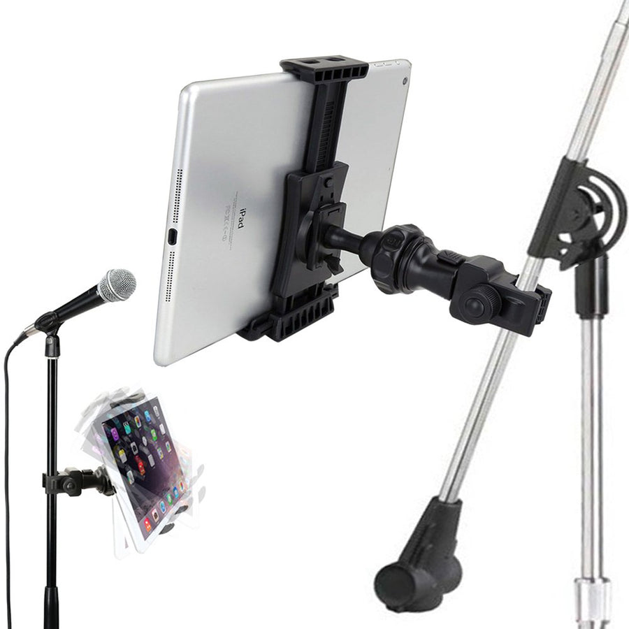 QuickLock Microphone Music Mic Stand Pole bar Mount for Apple ipad Pro Air Mini Galaxy Tab S24 S23 iPhone 15 16 Pro MAX Plus *use with All 7-12 Tablet & Smartphones