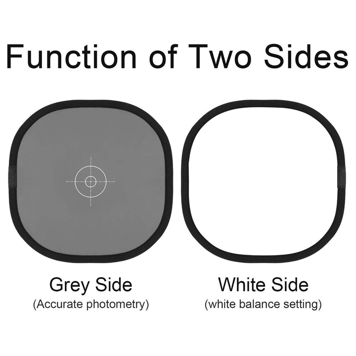12x12 Inch (30x30cm) Grey Card White Balance Card for Photography 18% Exposure Gray Reflectance Reflector Foldable Focus Board Double Sided with Carry Pouch