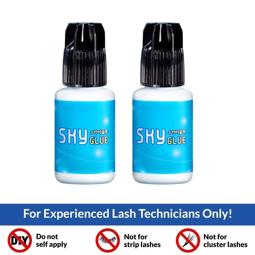 Sky Glue D 2 Bottles Powerful Strong Eyelash Extension 5ml - Professional Black Eyelash Individual Extension Adhesive - 1-2s Fast Drying / 4-6 Weeks Lasting time